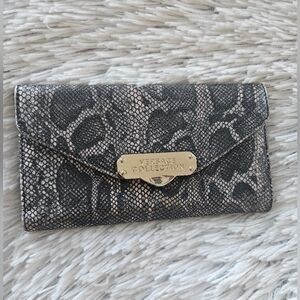Authentic Versace Collection Wallet Genuine Snakeskin Print Leather Couture